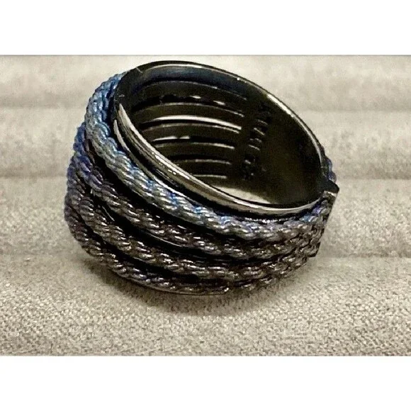 Judith Ripka Sterling Silver 4-Row Rope Band Ring Size 10.5 - Picture 3 of 8